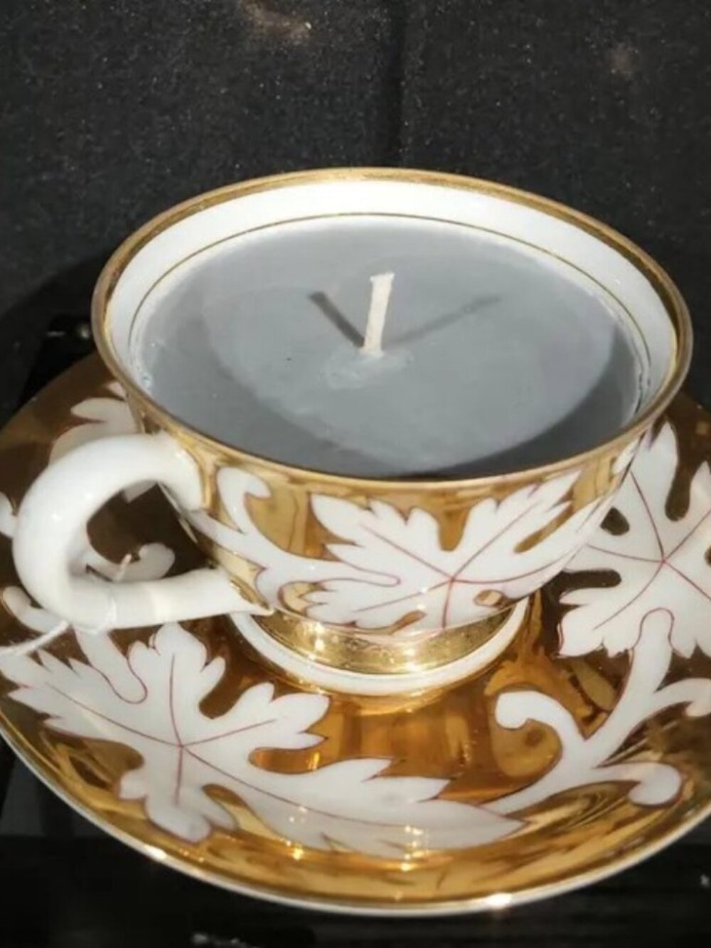 Vintage Gilt Porcelain Teacup Candle Soy Cranberry Apple Marmalade Hand Painted